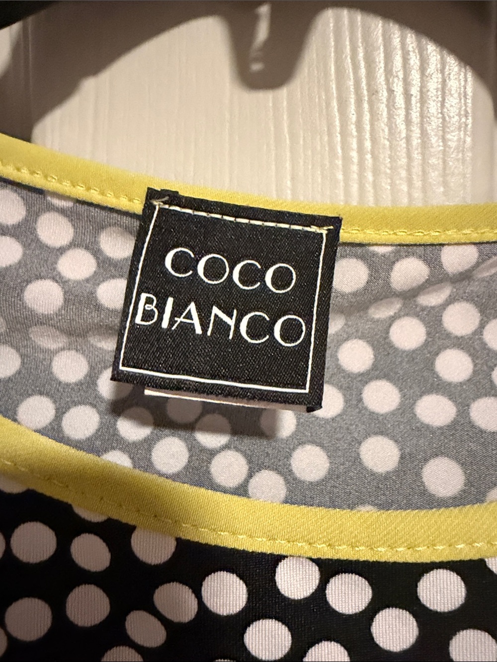 Coco Bianco Black and White Polka Dot Tunic with Yellow Trim - Picture 2 of 6